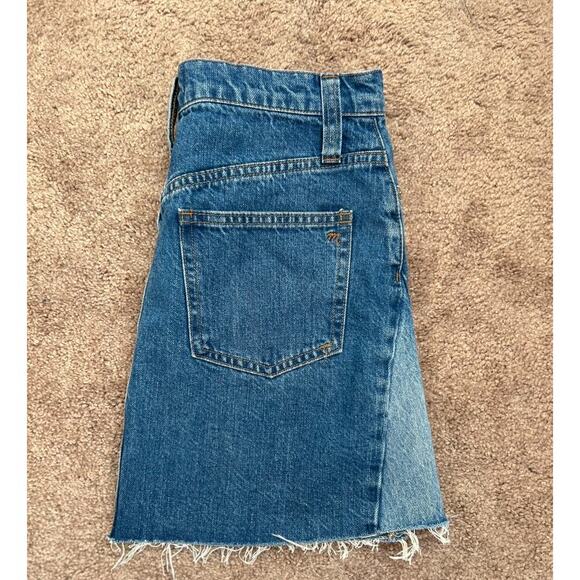 Madewell Blue Denim Fringed Mini Skirt Size 26​ - Picture 4 of 4